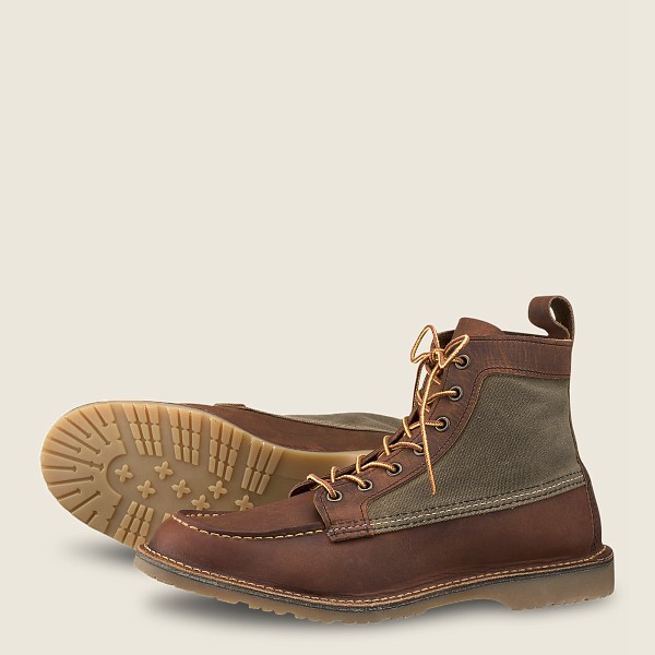 Botas Red Wing Heritage Hombre Marrom - Weekender Lona Moc - 6-Inchr Rough & Tough Cuero - 023-KOPAZ